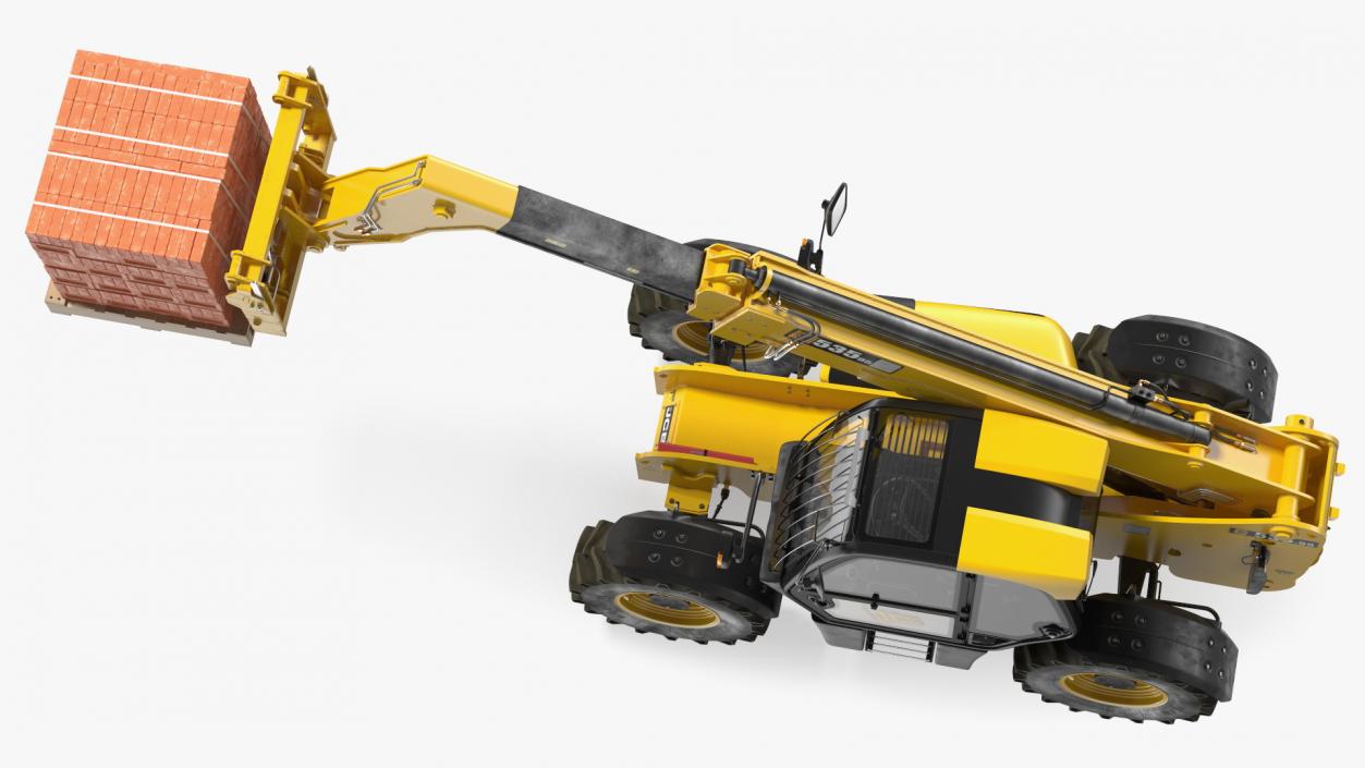 Telescopic Loader With Pallet of Bricks 3D model