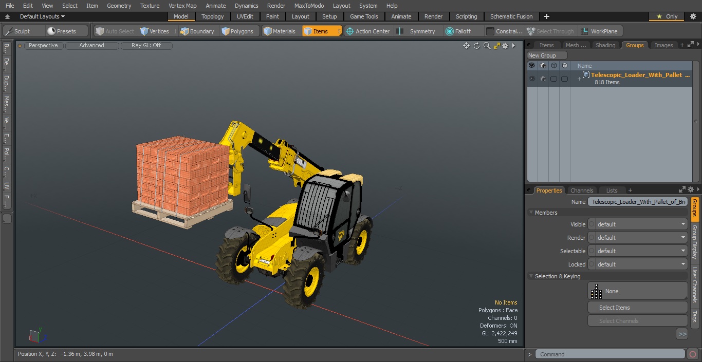 Telescopic Loader With Pallet of Bricks 3D model