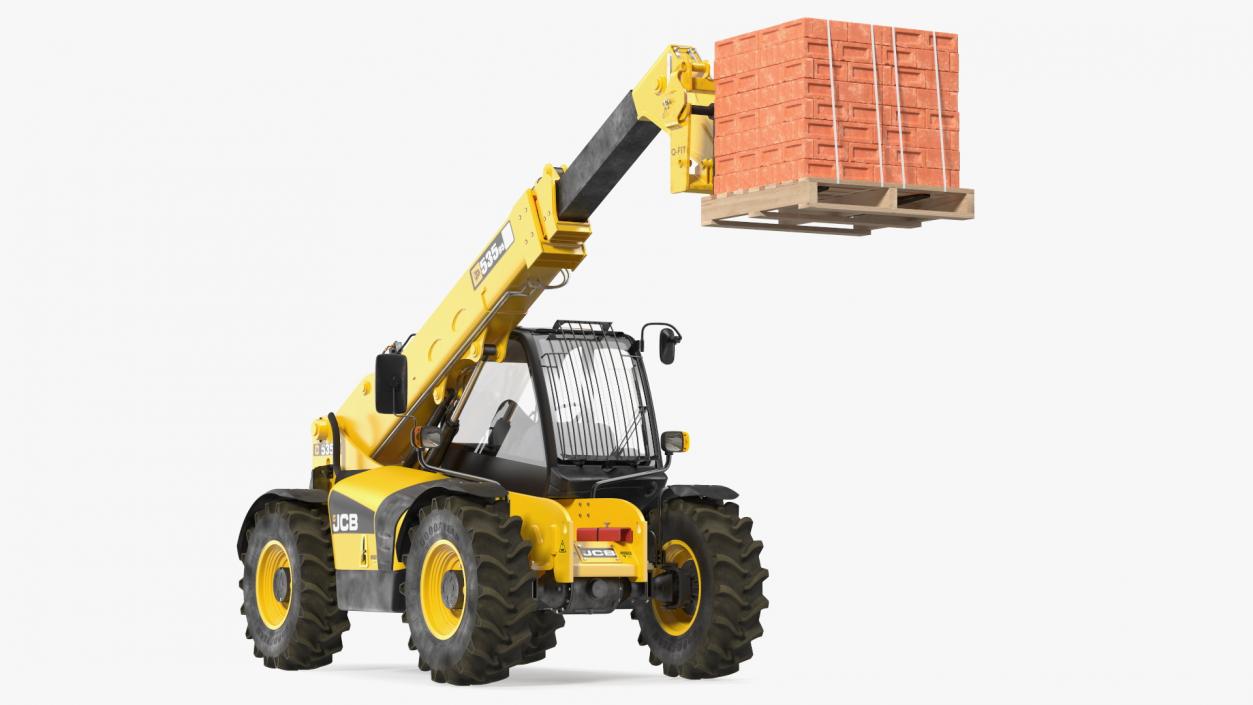 Telescopic Loader With Pallet of Bricks 3D model