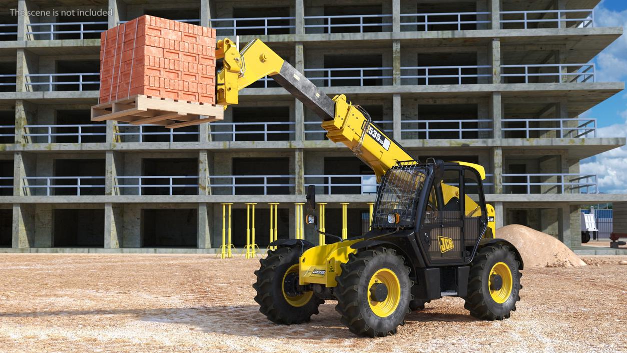 Telescopic Loader With Pallet of Bricks 3D model