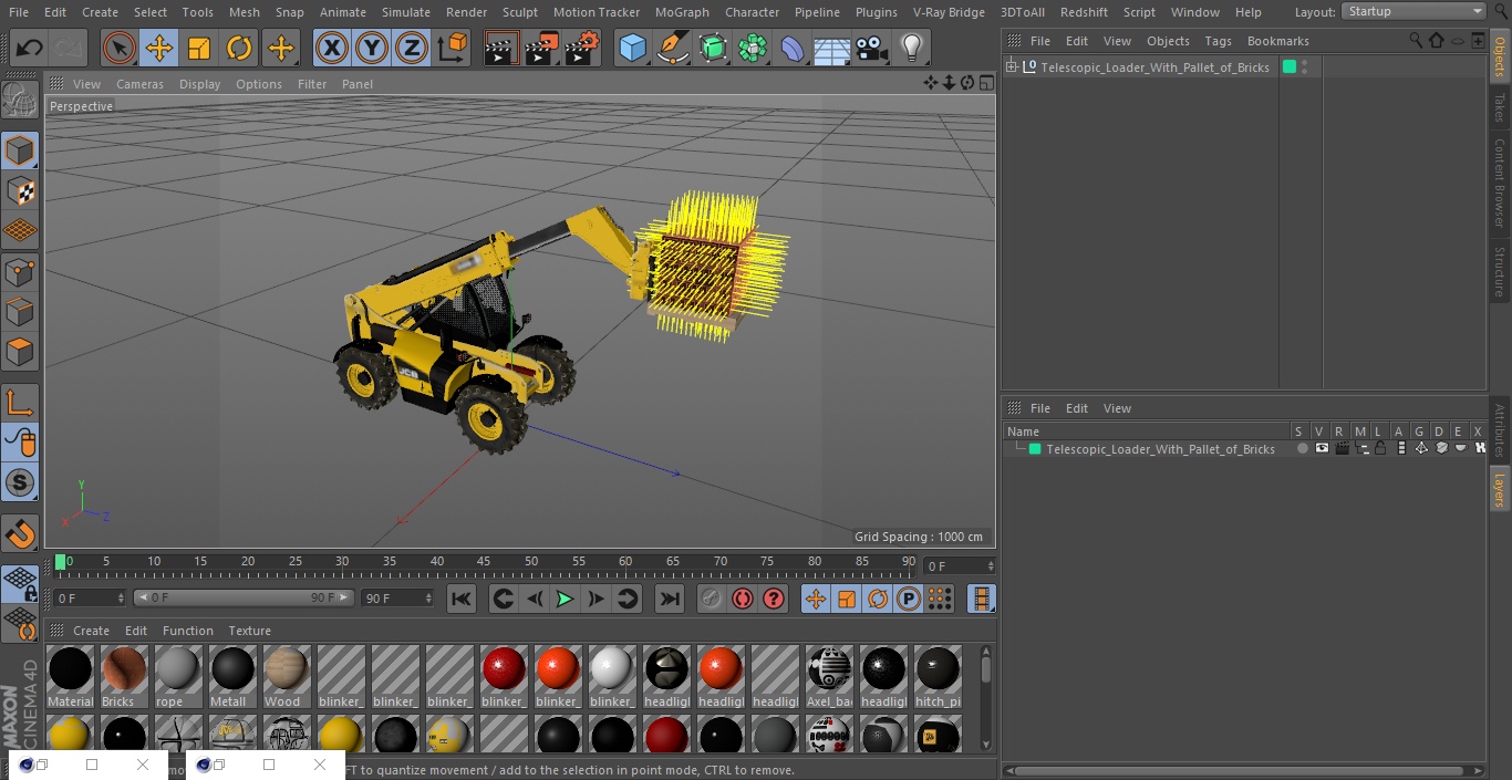 Telescopic Loader With Pallet of Bricks 3D model