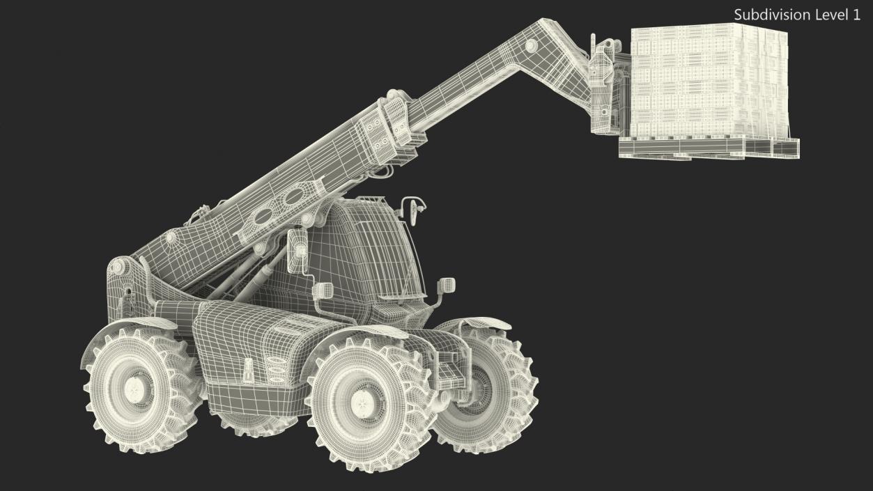 Telescopic Loader With Pallet of Bricks 3D model