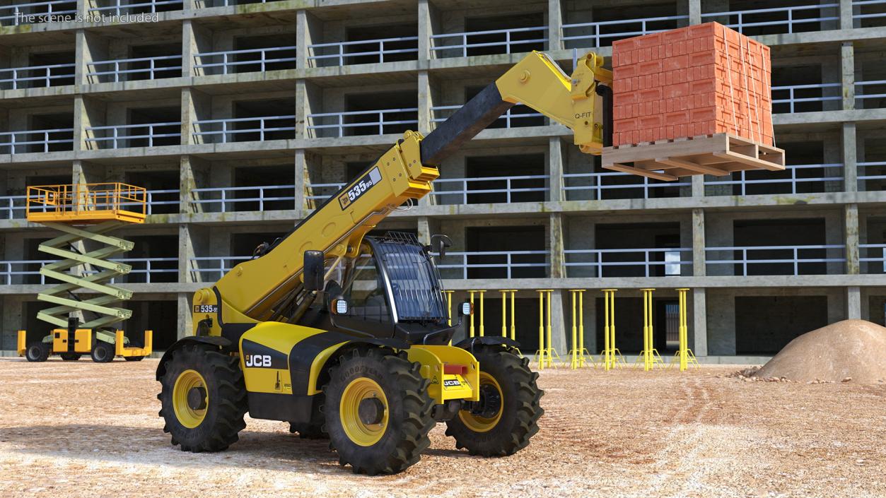 Telescopic Loader With Pallet of Bricks 3D model