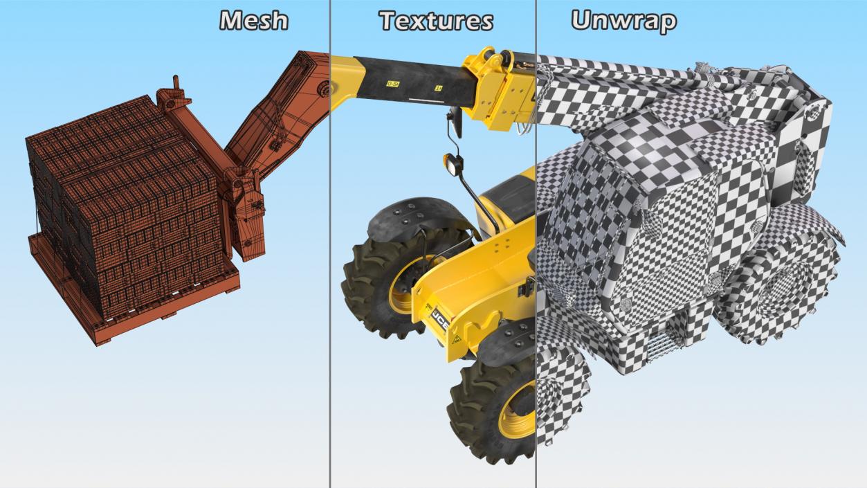 Telescopic Loader With Pallet of Bricks 3D model