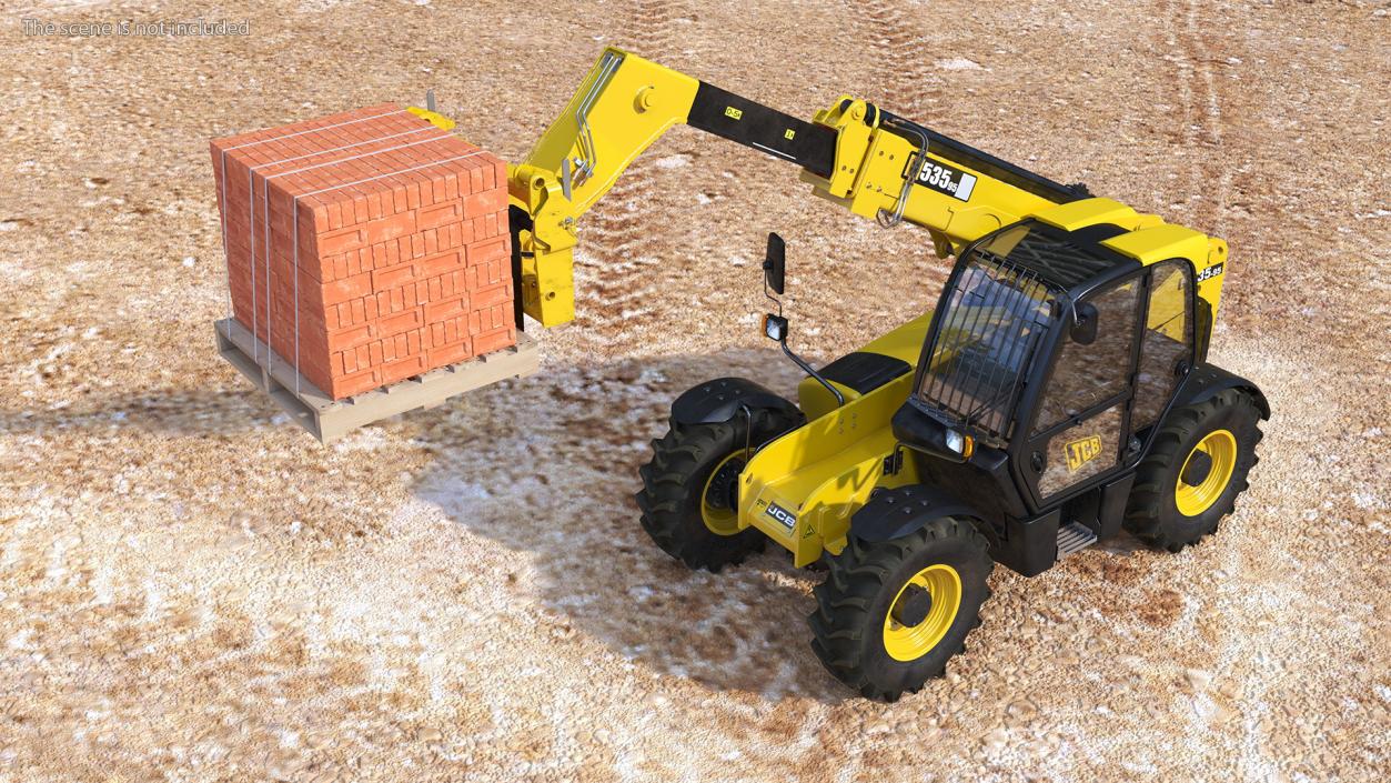 Telescopic Loader With Pallet of Bricks 3D model