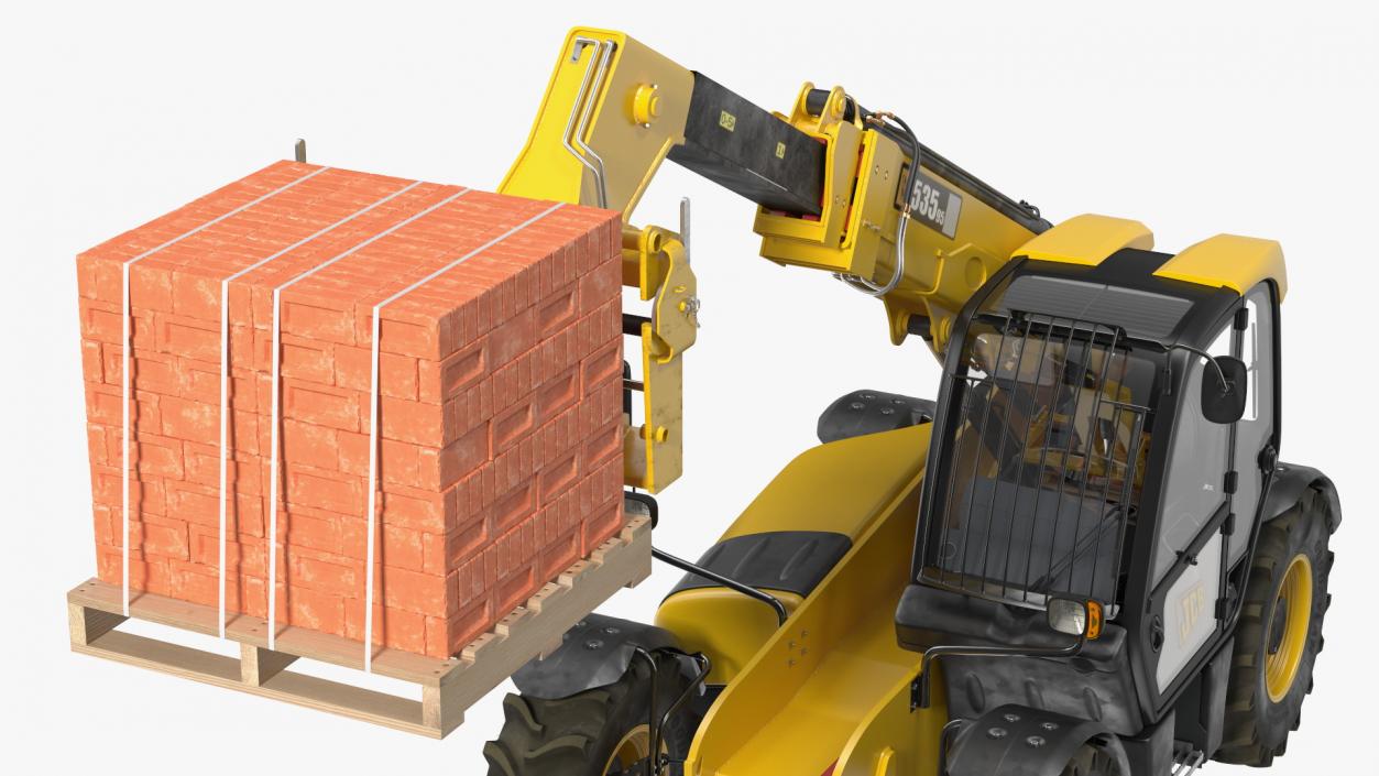 Telescopic Loader With Pallet of Bricks 3D model