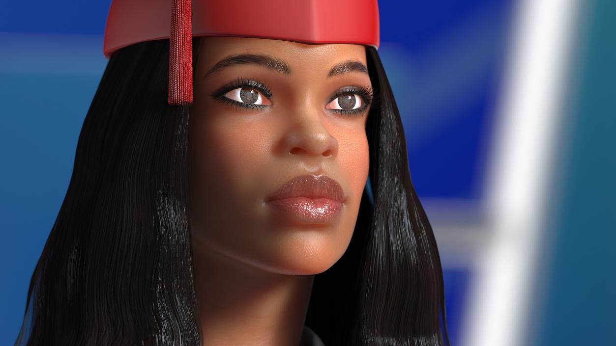 Light Skin Graduation Gown Woman Rigged 3D model