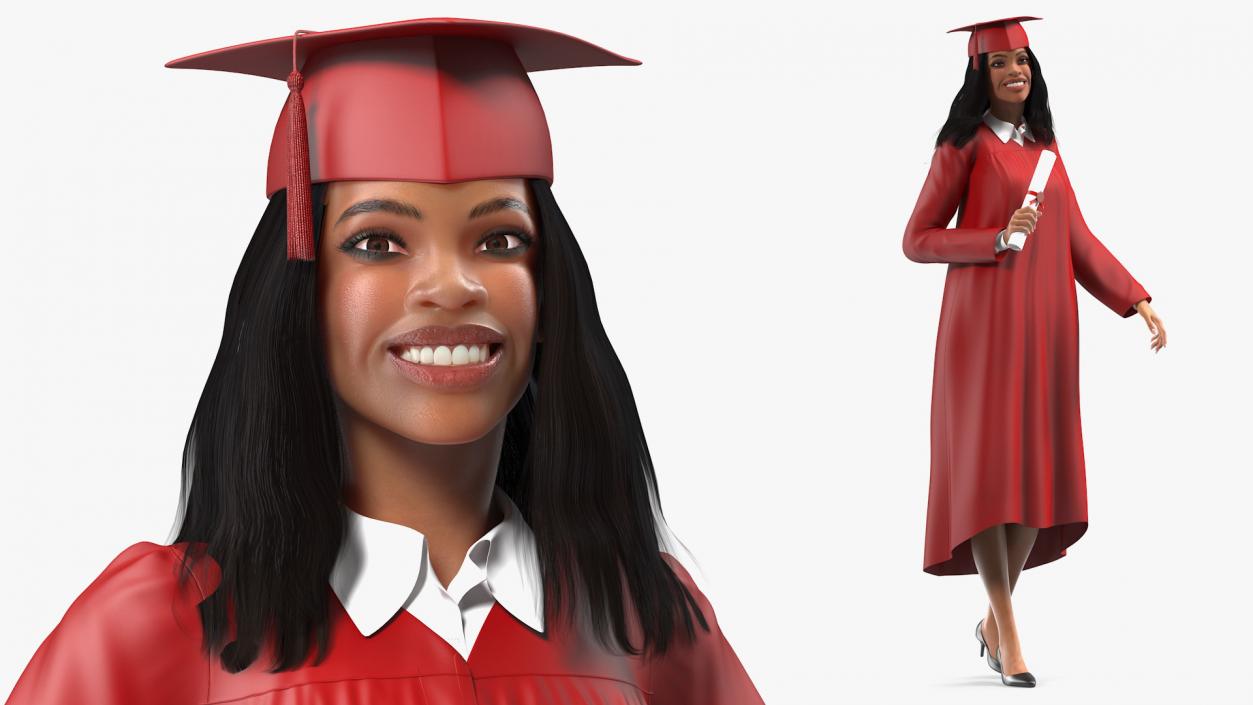 Light Skin Graduation Gown Woman Rigged 3D model