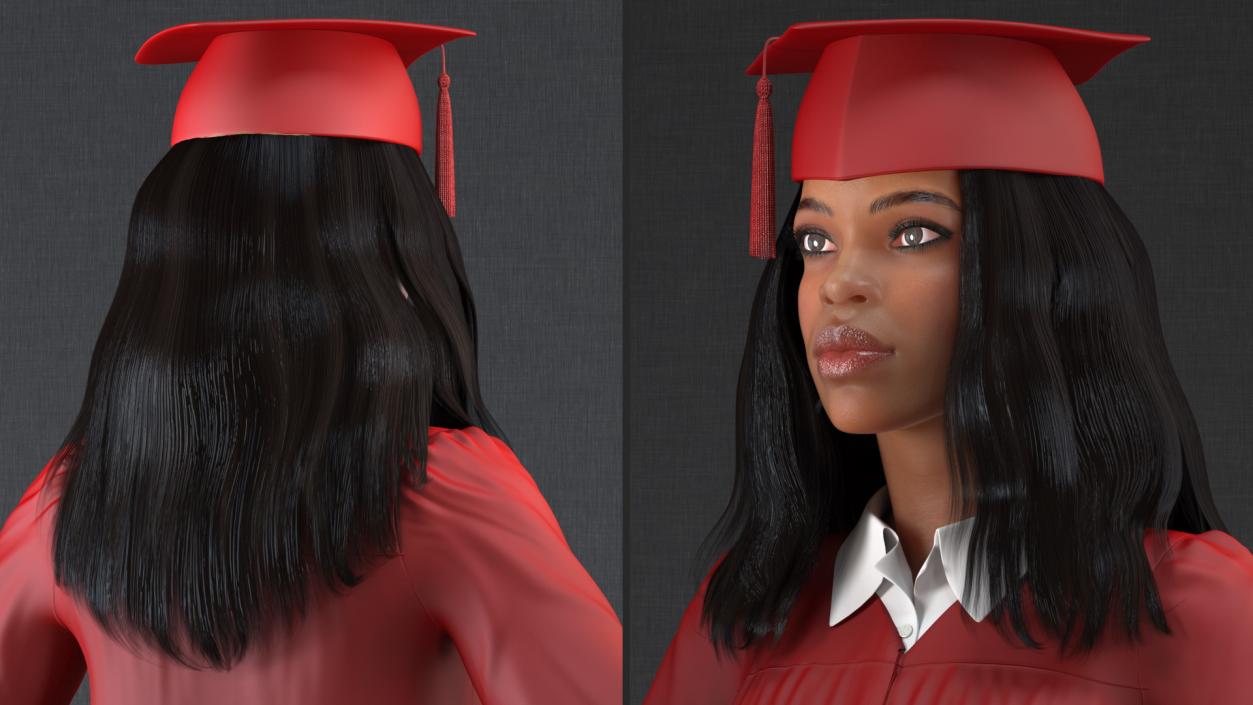 Light Skin Graduation Gown Woman Rigged 3D model