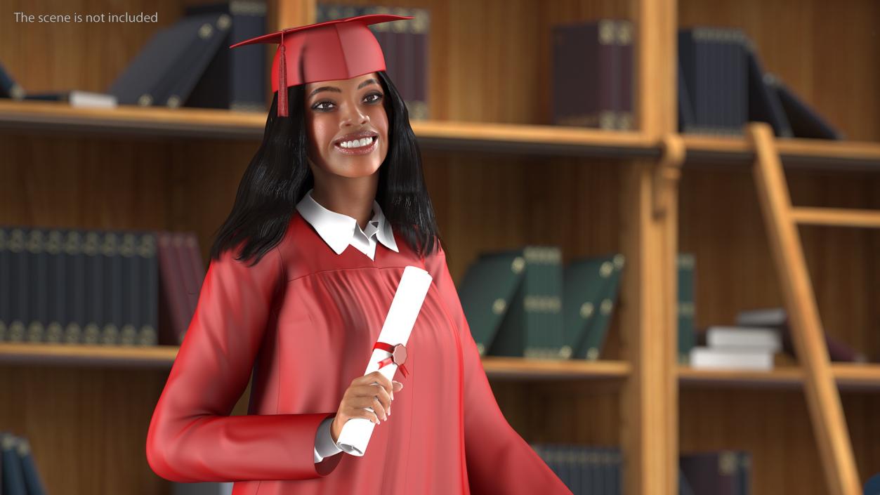 Light Skin Graduation Gown Woman Rigged 3D model