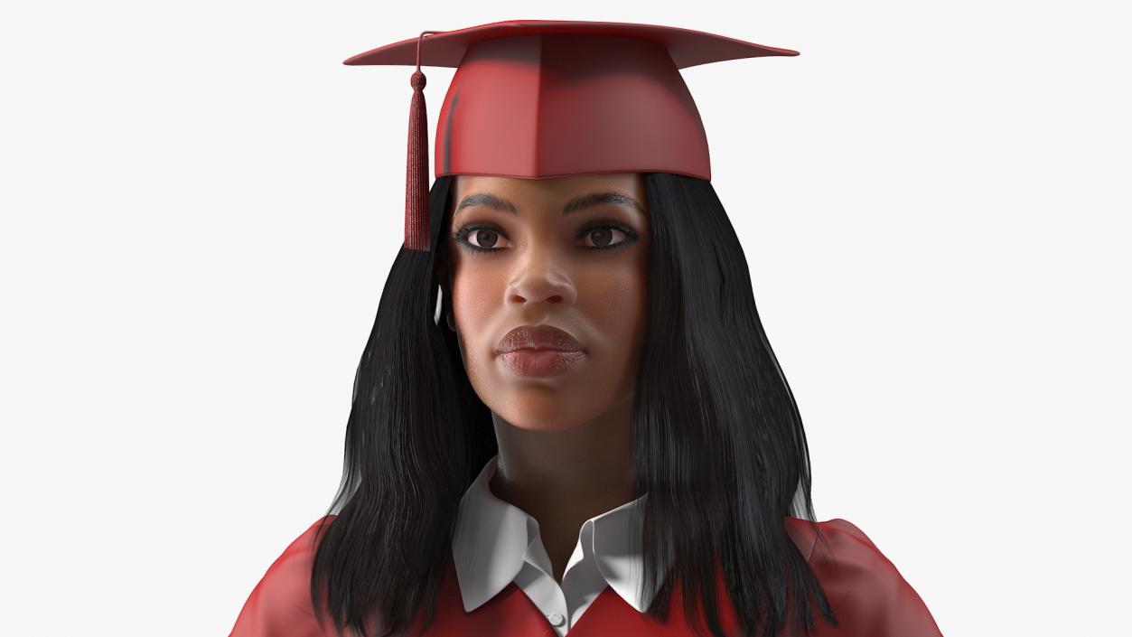 Light Skin Graduation Gown Woman Rigged 3D model