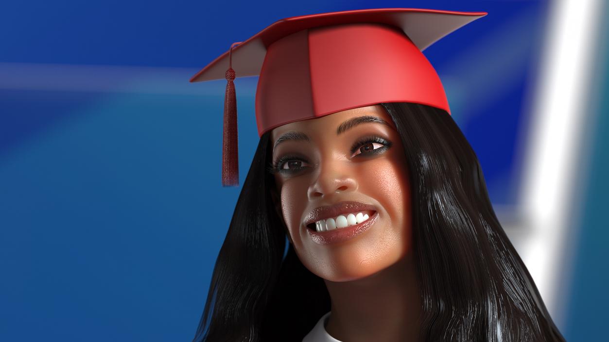 Light Skin Graduation Gown Woman Rigged 3D model