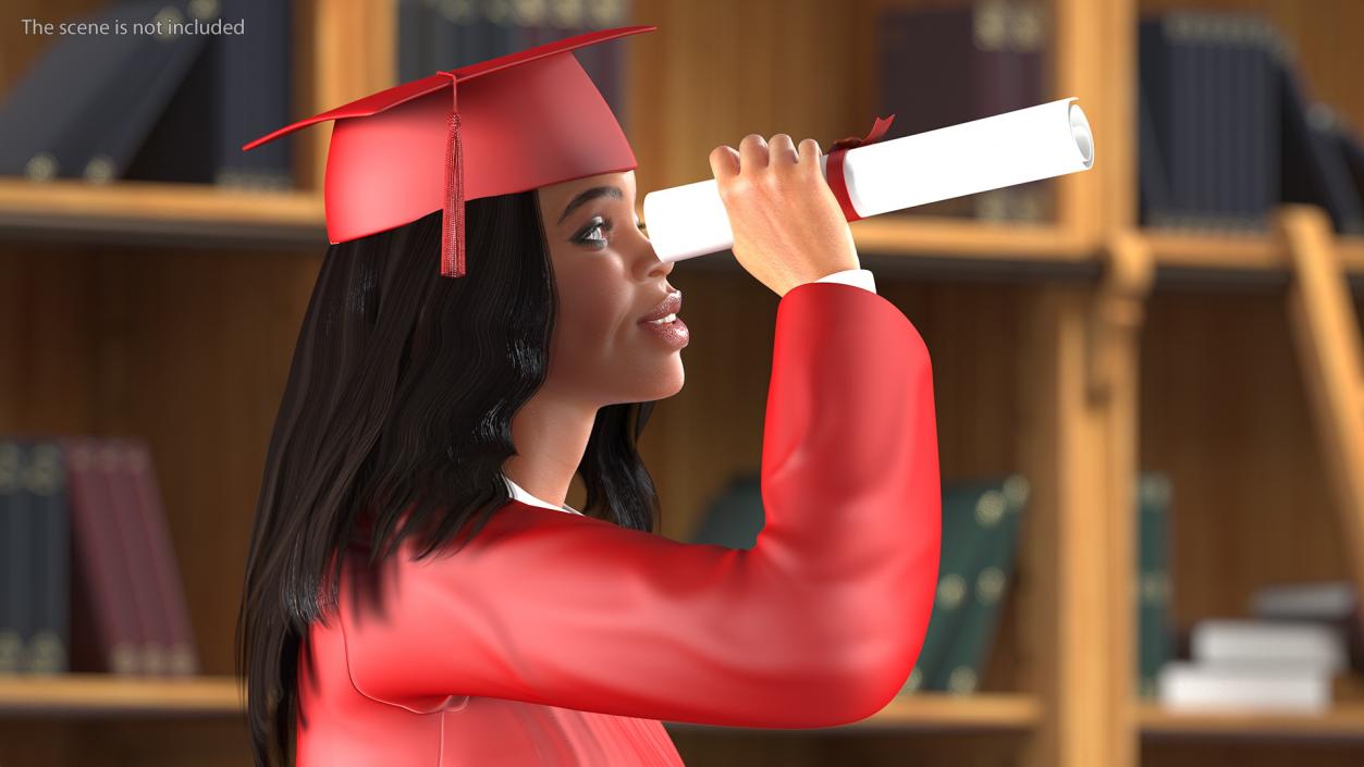 Light Skin Graduation Gown Woman Rigged 3D model