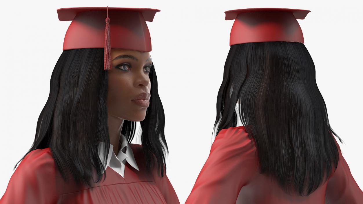 Light Skin Graduation Gown Woman Rigged 3D model