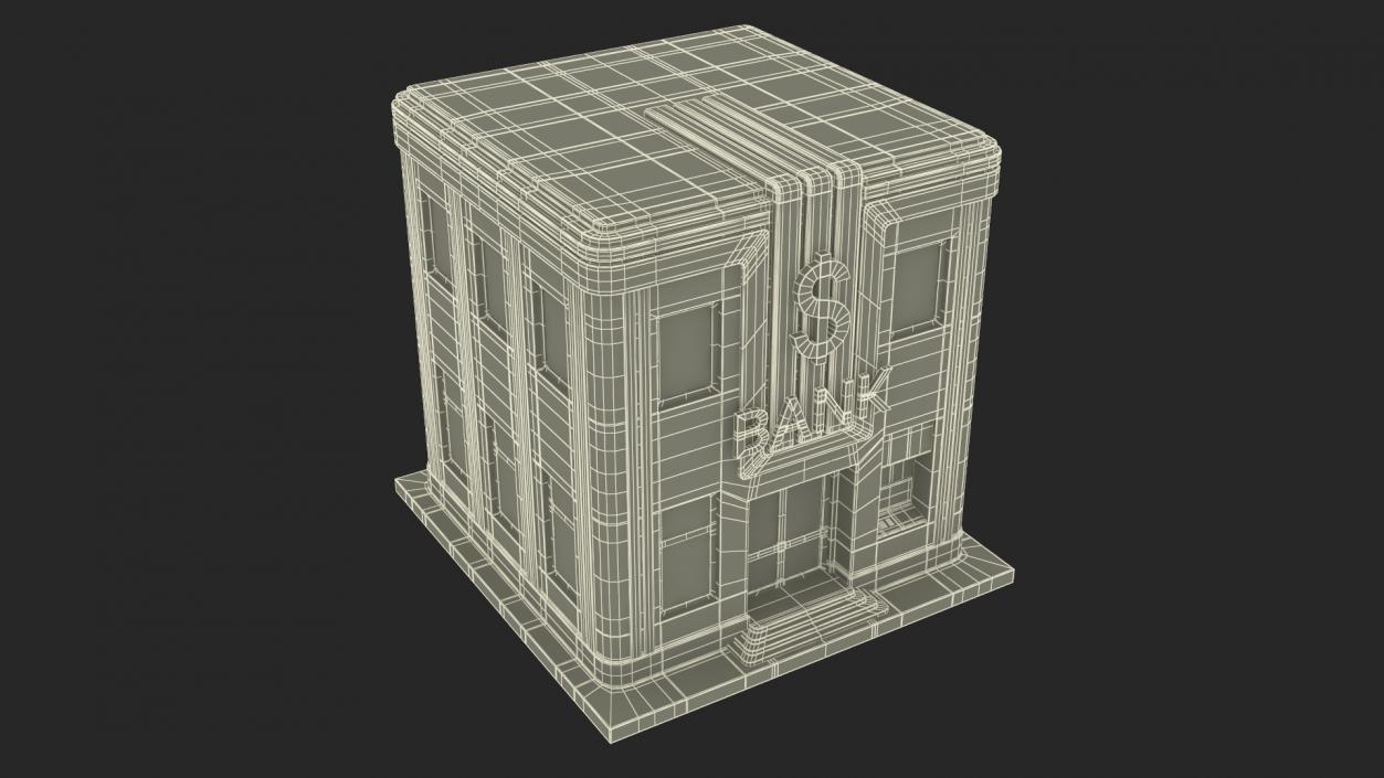 3D model Cartoon Bank Building Red