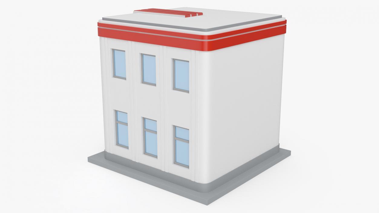 3D model Cartoon Bank Building Red