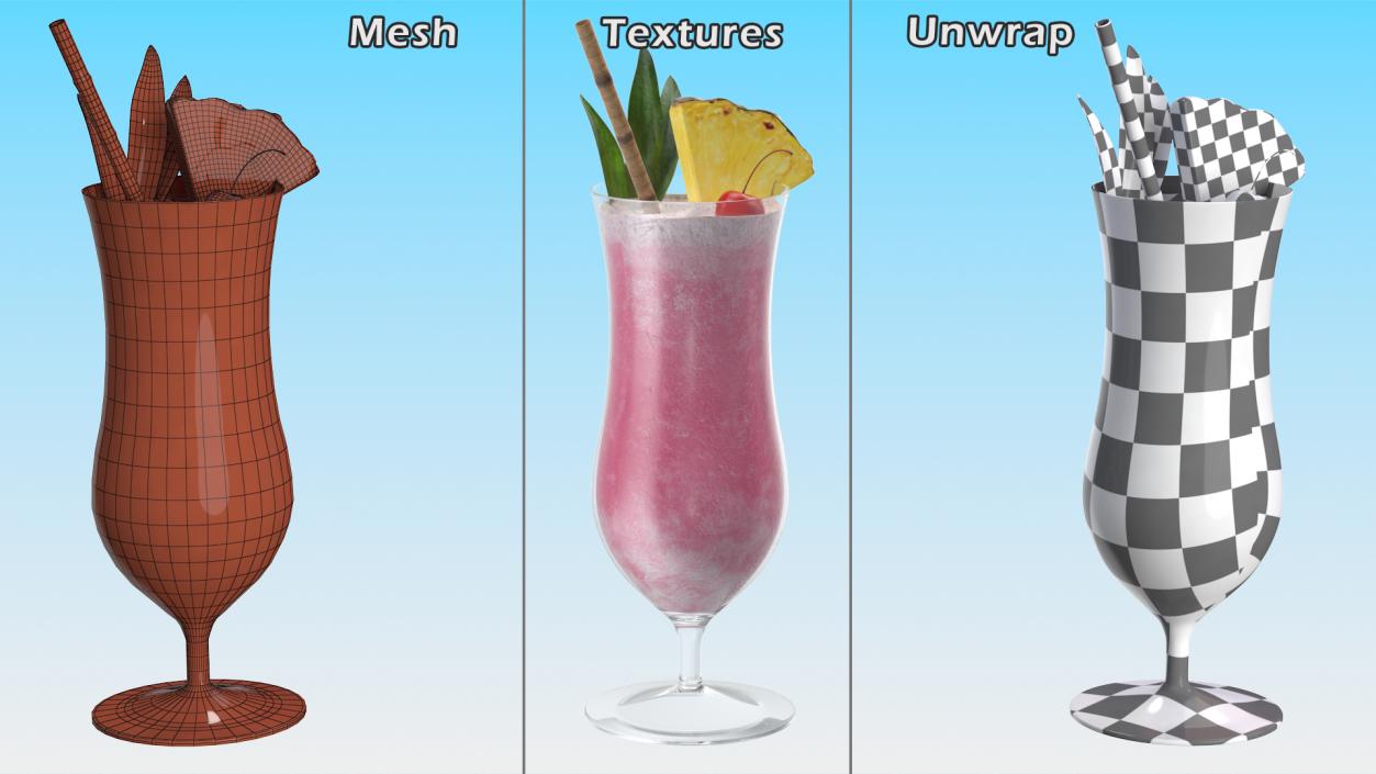 3D Colorful Fruit Cocktail model