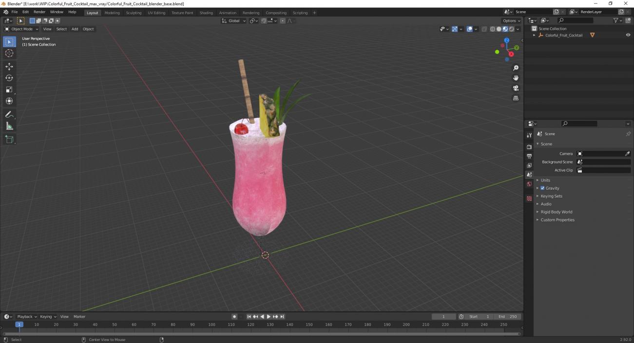 3D Colorful Fruit Cocktail model