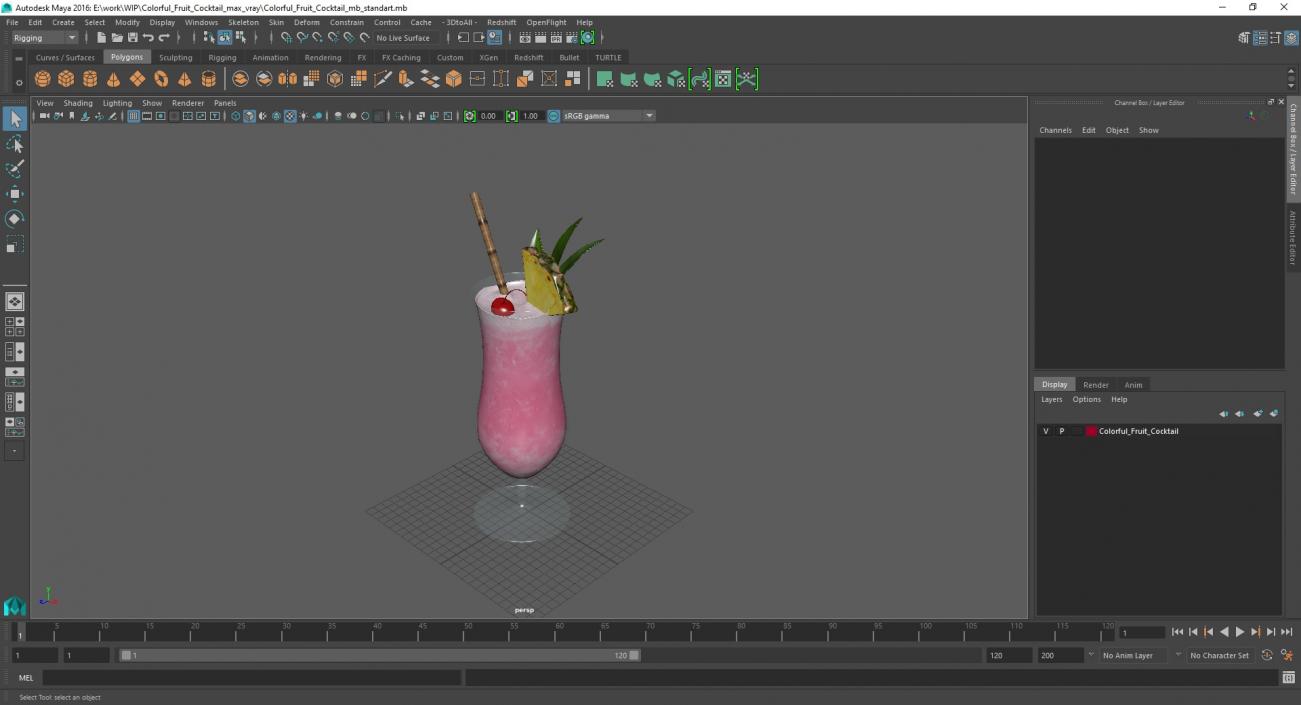 3D Colorful Fruit Cocktail model