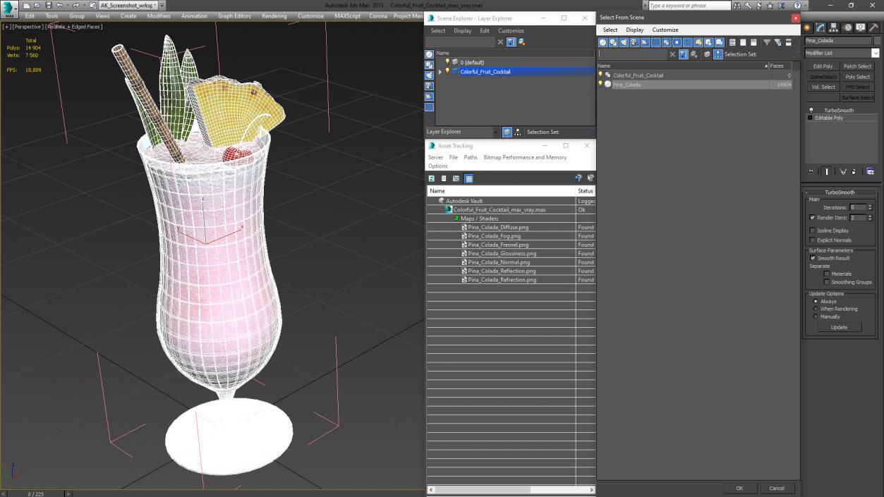 3D Colorful Fruit Cocktail model