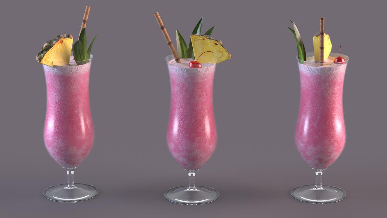 3D Colorful Fruit Cocktail model