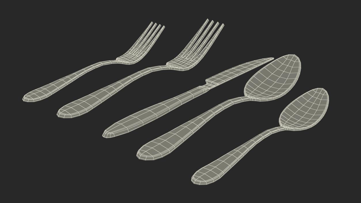 3D Golden Flatware Set 2