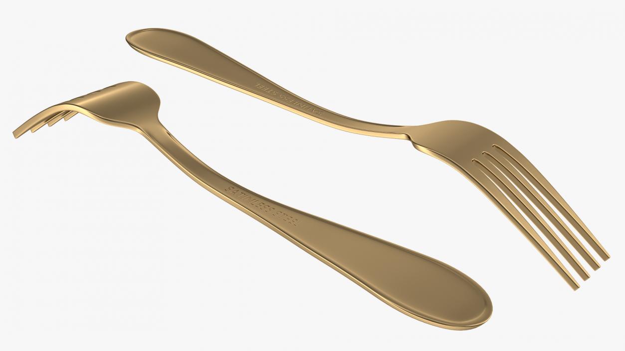 3D Golden Flatware Set 2