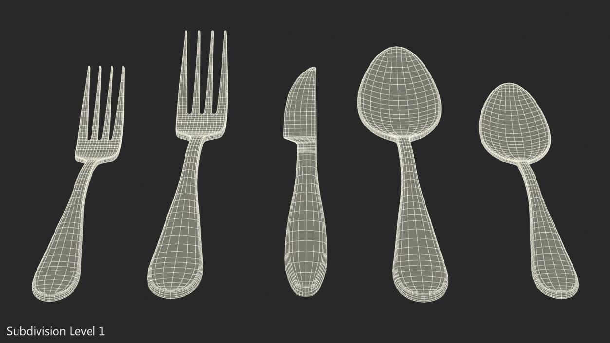 3D Golden Flatware Set 2