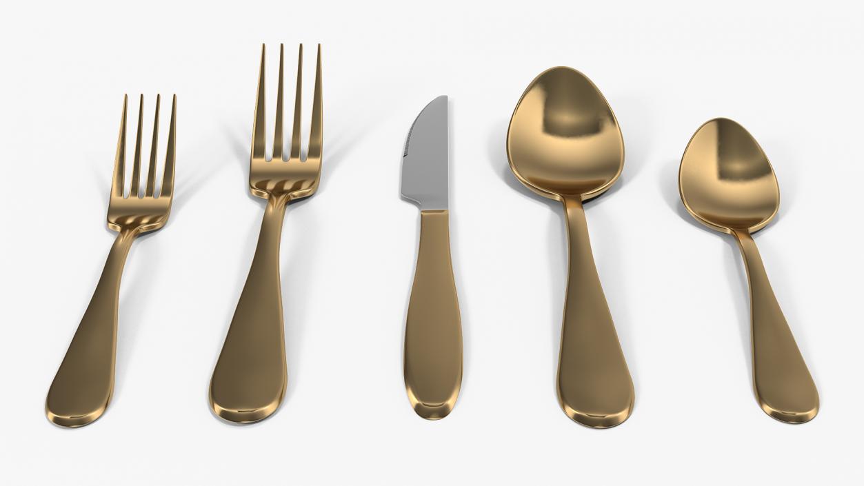 3D Golden Flatware Set 2