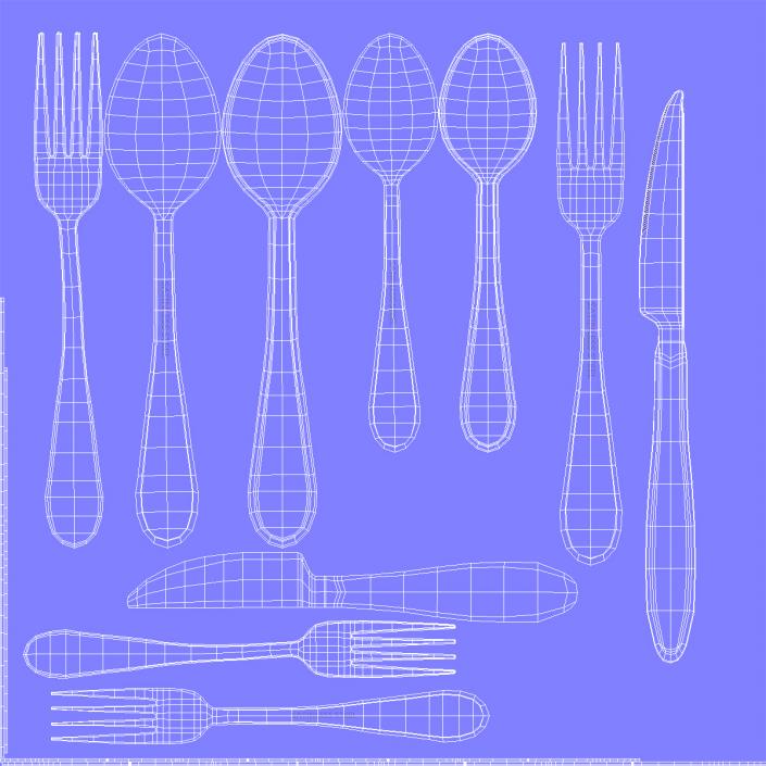 3D Golden Flatware Set 2