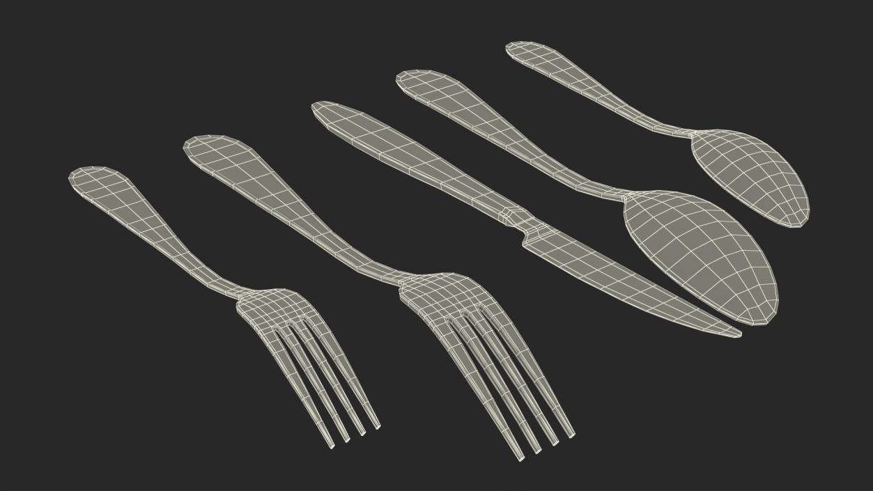 3D Golden Flatware Set 2