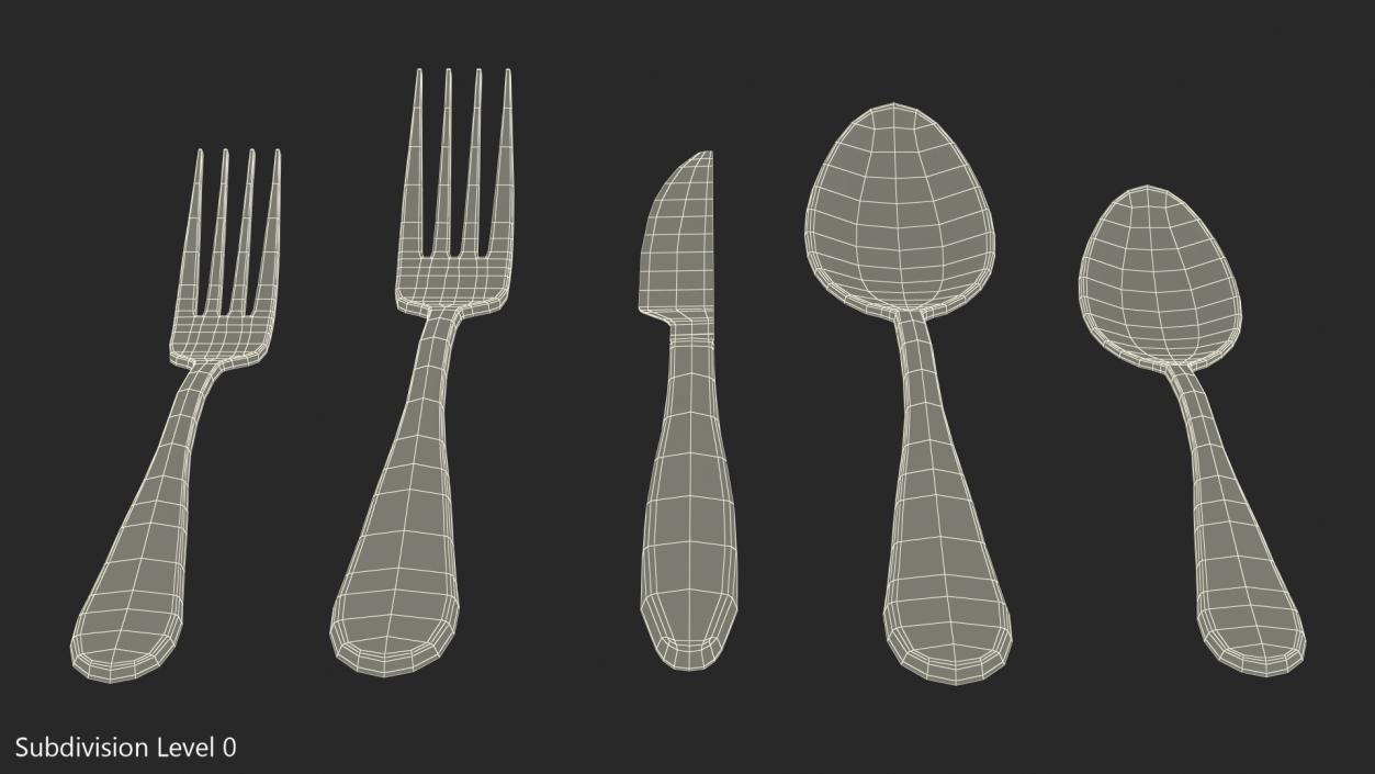 3D Golden Flatware Set 2