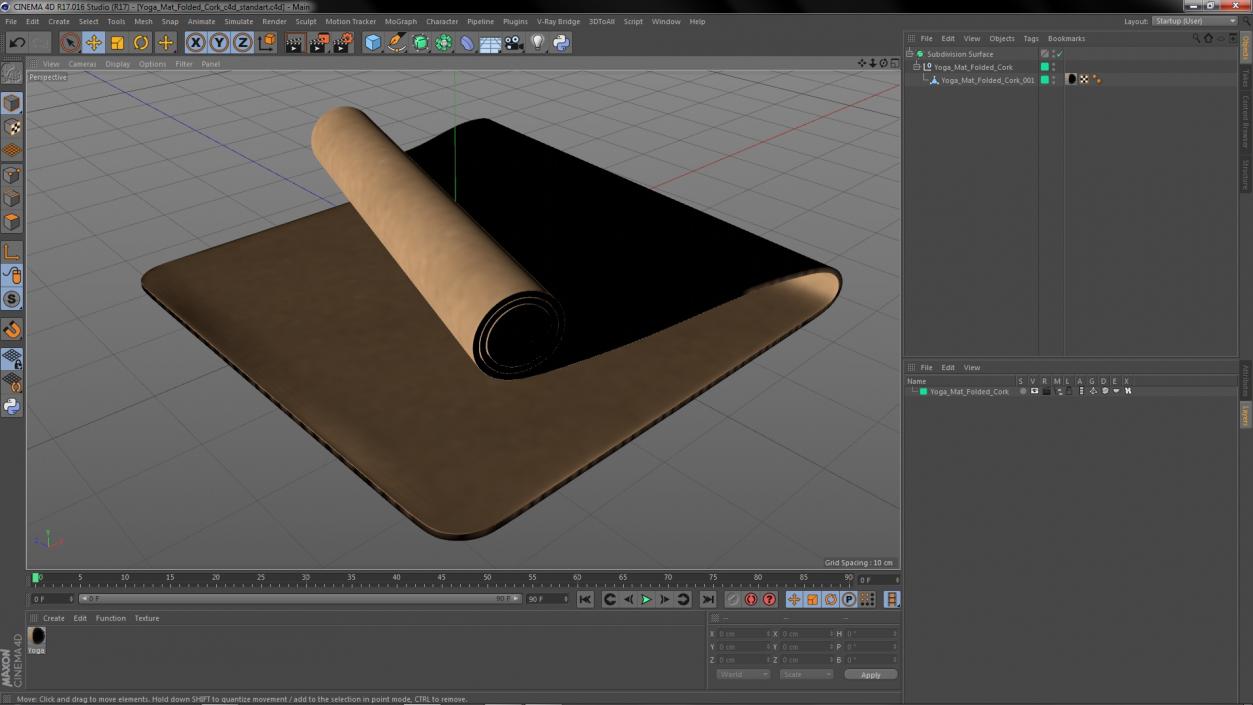 3D model Yoga Mat Folded Cork