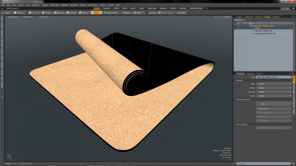 3D model Yoga Mat Folded Cork