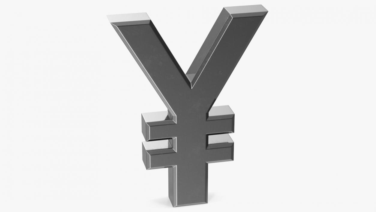 3D model Japanese Yen Currency Symbol Silver