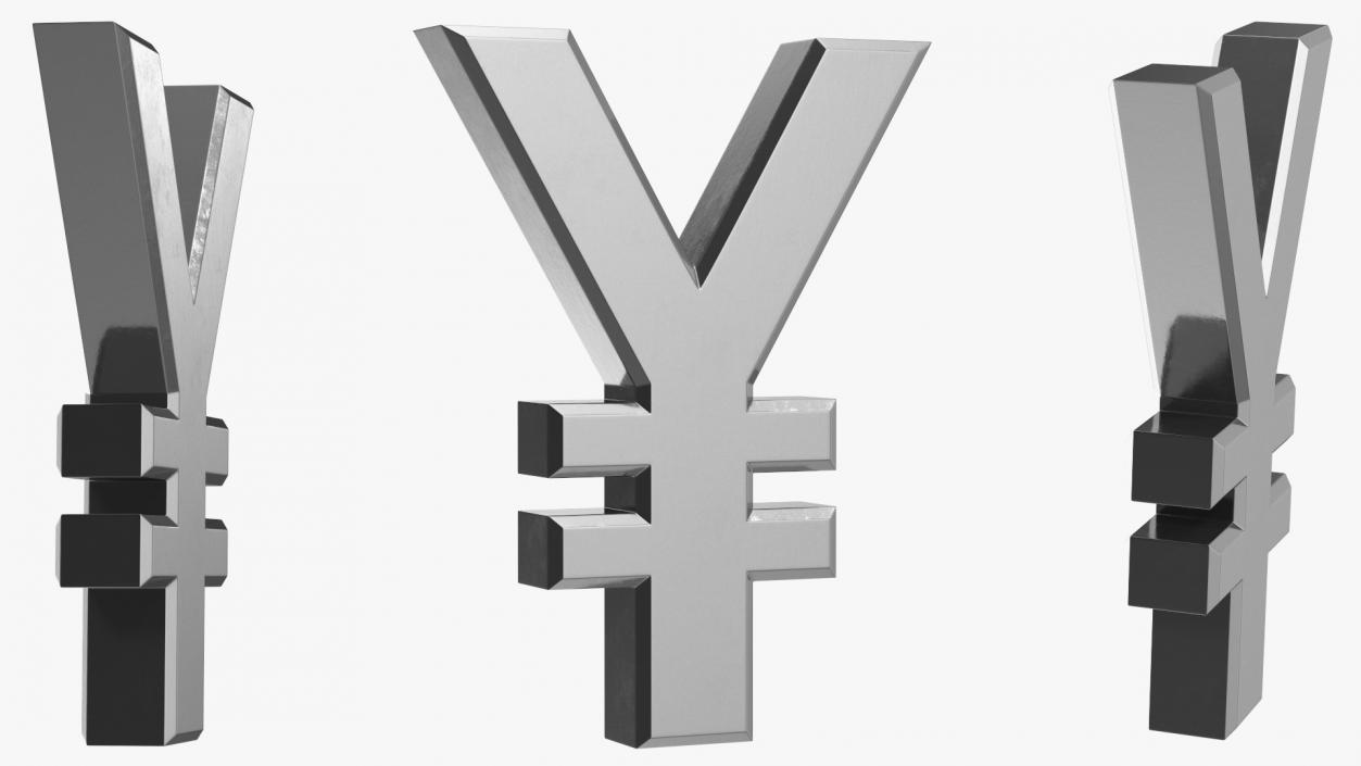 3D model Japanese Yen Currency Symbol Silver