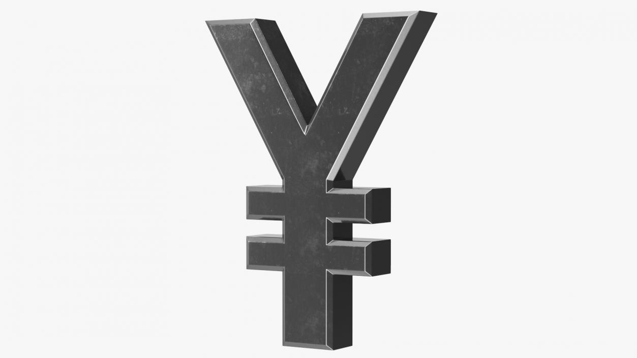 3D model Japanese Yen Currency Symbol Silver