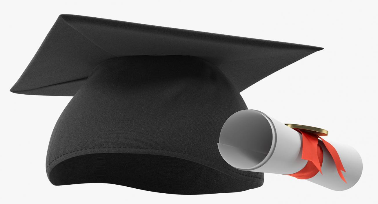 Degree Scroll and Graduation Cap 3D