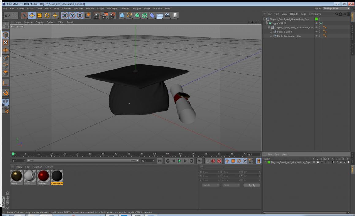 Degree Scroll and Graduation Cap 3D