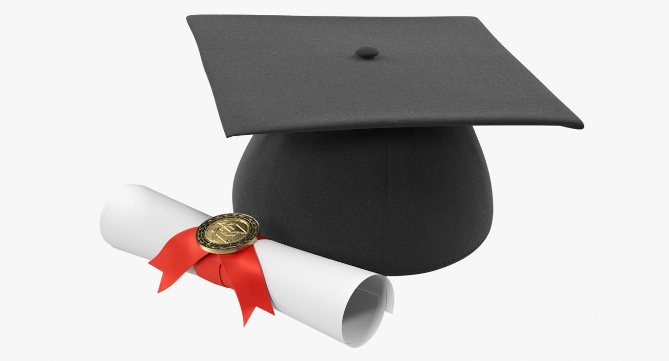 Degree Scroll and Graduation Cap 3D