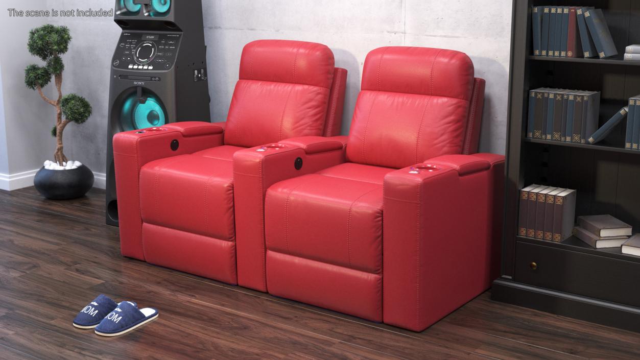 Valencia Home Theater Seating Row of 2 Red 3D