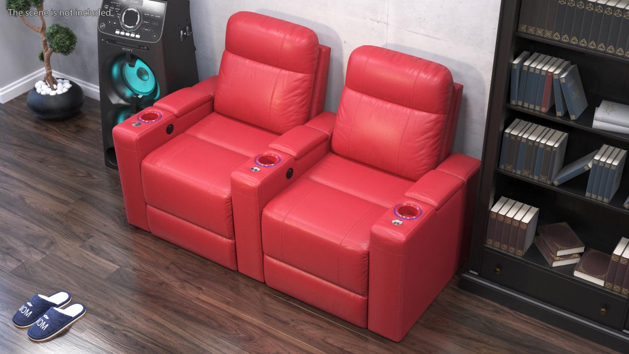 Valencia Home Theater Seating Row of 2 Red 3D