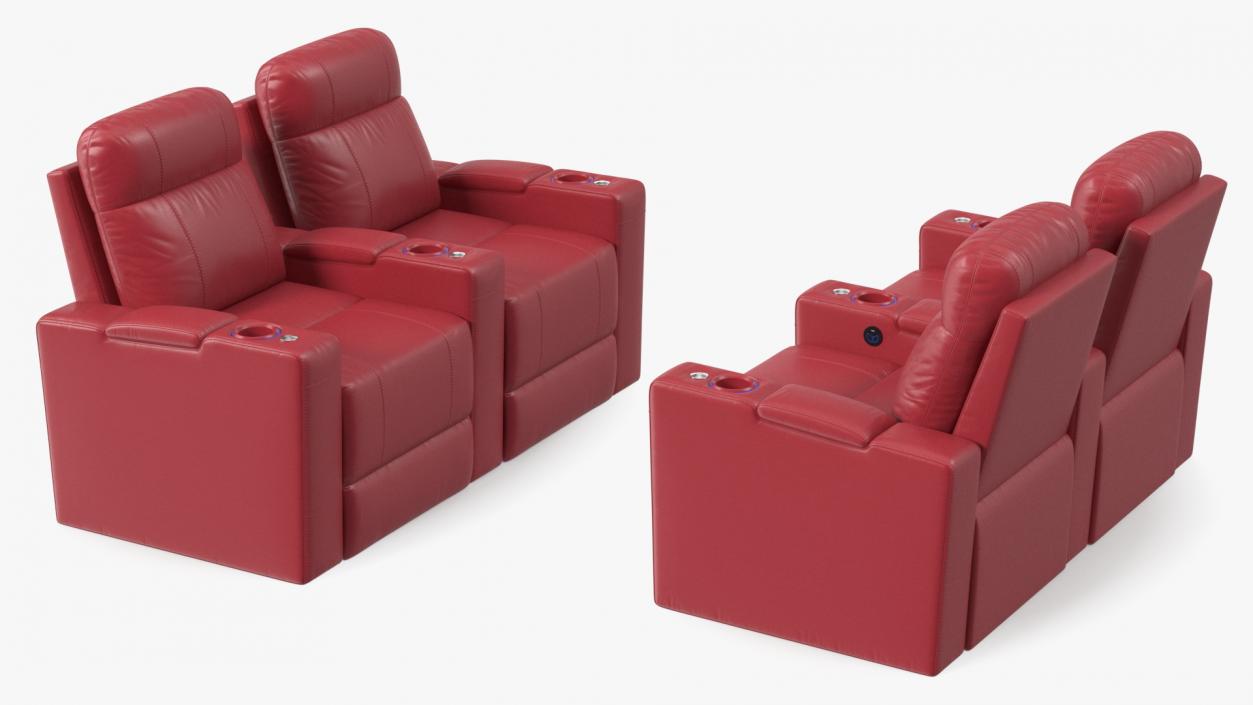 Valencia Home Theater Seating Row of 2 Red 3D