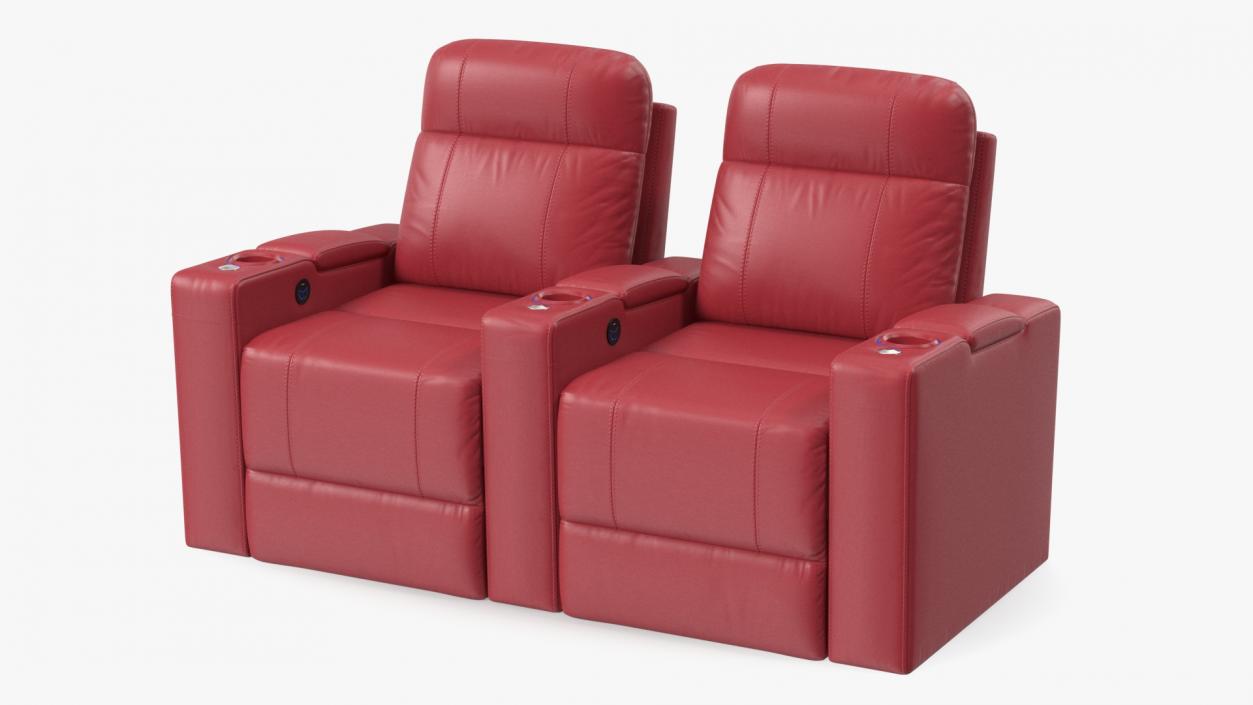 Valencia Home Theater Seating Row of 2 Red 3D