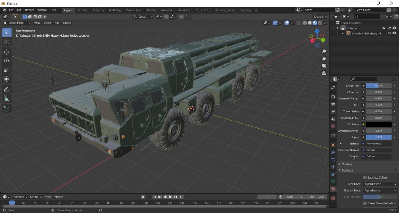 3D Smerch BM-30 Heavy Multiple Rocket Launcher model