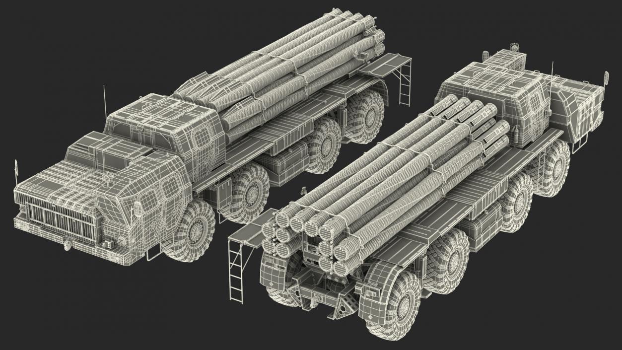 3D Smerch BM-30 Heavy Multiple Rocket Launcher model