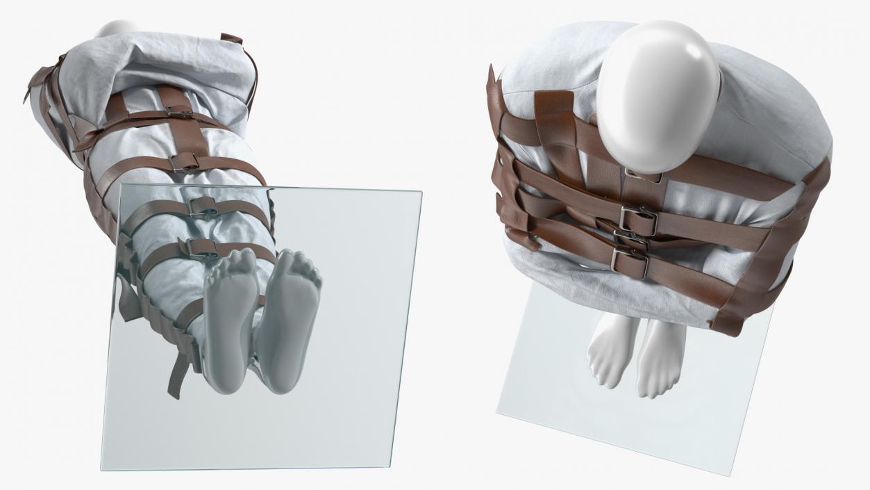 Straitjacket on Mannequin with Leather Belts 3D model