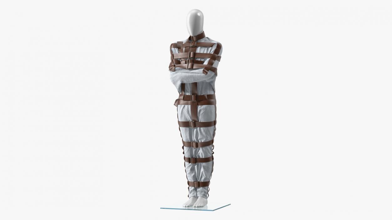 Straitjacket on Mannequin with Leather Belts 3D model