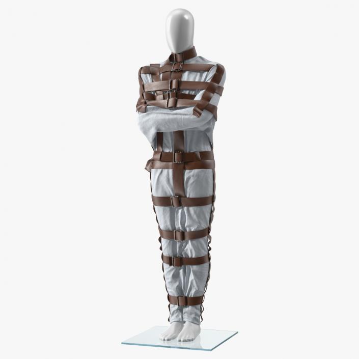 Straitjacket on Mannequin with Leather Belts 3D model