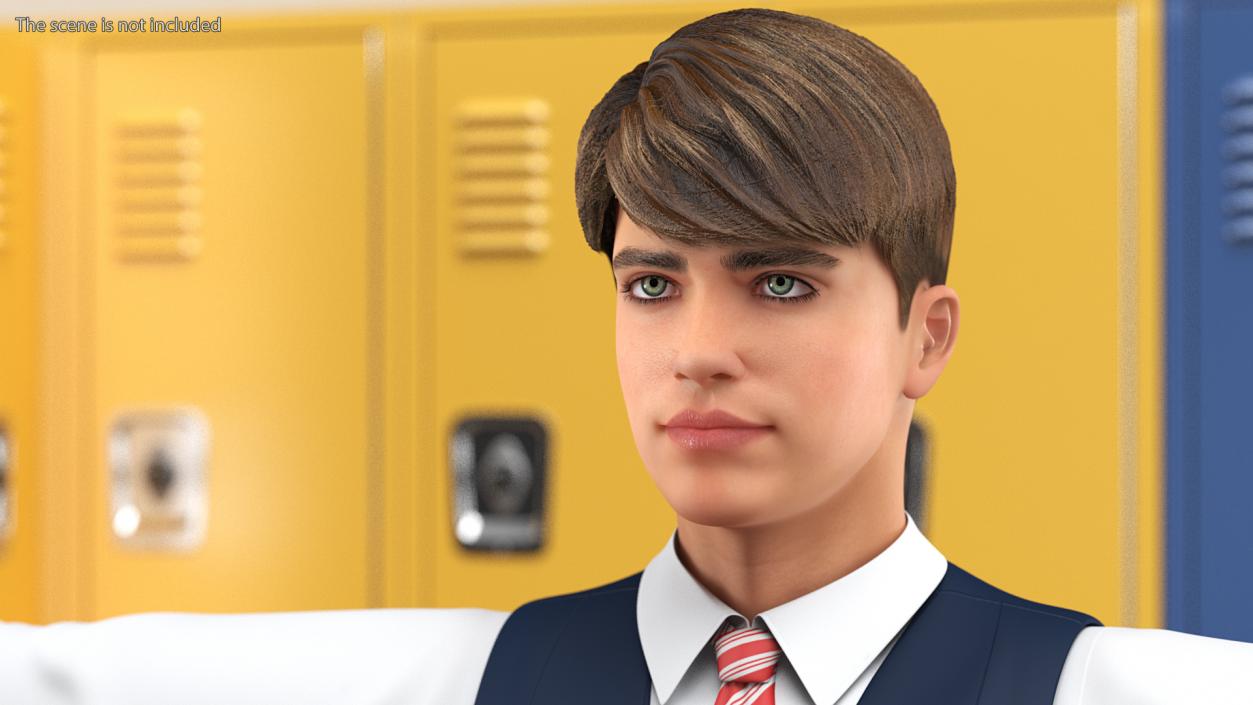 3D Teenage Boy School Uniform Rigged model